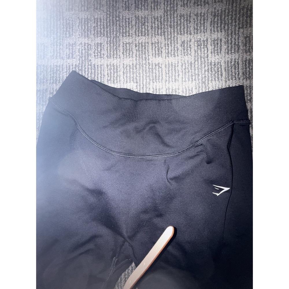 Gymshark Ankle Leggings Black Women's Size Lrg Stretch Elastic Waist Athleisure - Picture 3 of 8